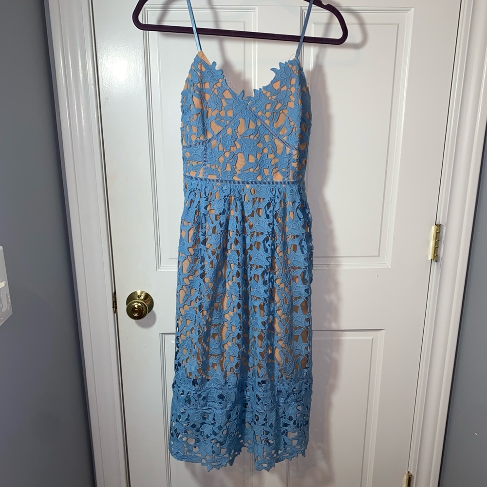 Light blue lace midi dress, size small